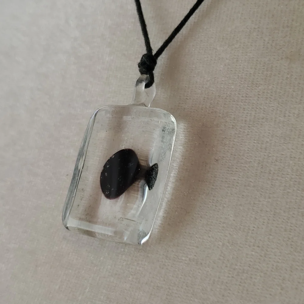 Handmade Glass Pendant on Hemp Rope
